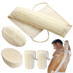 YUNKWONG Natural Loofah Sponge Loofah Exfoliating Body Scrubber for Men Women Loofah with Handle Exfoliating Back Scrubber for Shower Set Deeply Clean & Invigorate Your Skin (5 pcs in Box)